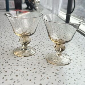 Set of Two Amber gold crystal coupe glasses MCM designed by Siegfried Stahl
